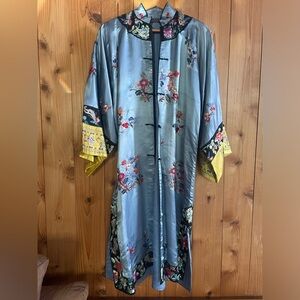Estate vintage Silk Chinese Embroidered Kimono Coat Jacket Robe